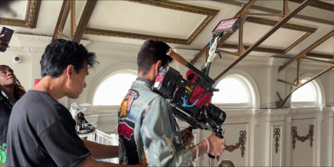 Camera operator with a Steadicam on set